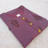 Regal Purple Block Print Long Ghera Kurti